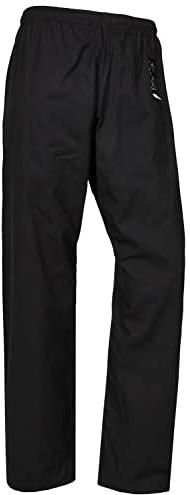 TEKKA BUDO Kampfsport-Hose Classic schwarz - Baumwolle 8 oz - Gummibund - Budo, Karate, Taekwondo Trainingshose - Größe 190