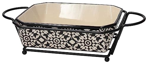 ANDREA FONTEBASSO 1760 Pirofila Rettangolare Con Supporto CM 21X15 Tuxedo Ceramica Beige LINEA GOURMET
