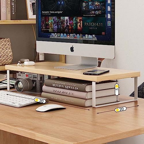 Wbeian Support de moniteur en bois pour bureau, maison, étude, travail, support d'affichage multifonction pour ordinateurs portables, écrans de PC, rehausseur de moniteur d'ordinateur ergonomique