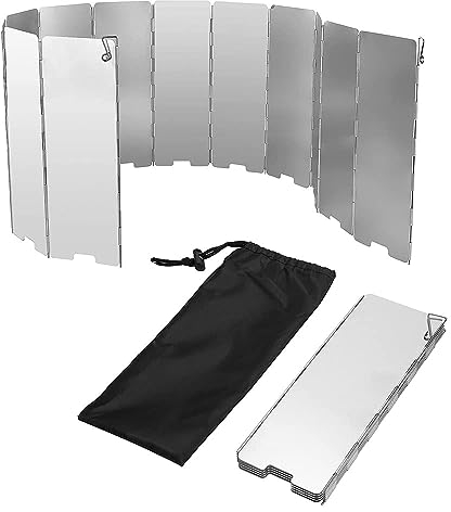Camp Stove Windshield - 12 Plates Foldable Outdoor Camping Cooker Wind Screen Gas Stove Windshield for Camping Picnic, Backpacking, Cooking