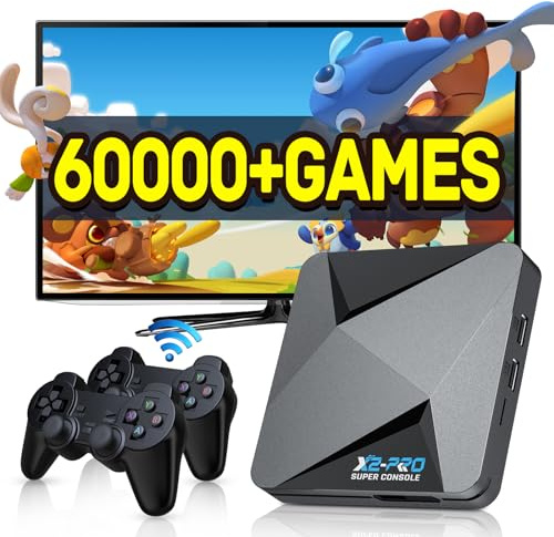 Kinhank Super Console X2 Pro Built-in 60,000+ Classic Games,Retro Video Console Compatible with 60+ Emulators, Android 9.0&Emuelec 4.6 Game System,4K UHD Output,2.4G/5G, BT 5.0,Gift for Friends