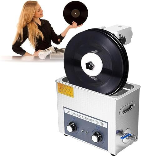 Pulitore Ad Ultrasuoni Per Dischi In Vinile, Macchina Per Cavitazione Sonica Portatile Da 6 Litri Con Supporto Di Sollevamento Manuale E Rotazione Automatica, Per Protesi Per Occhiali, Ferma Orologi