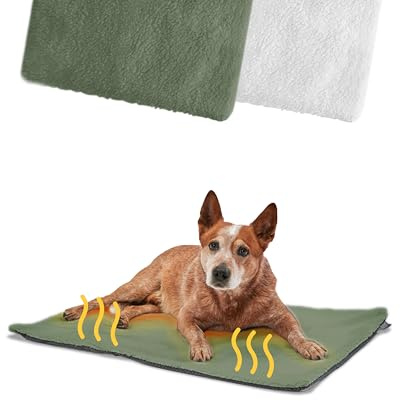 PiuPet® Självuppvärmande filt för hundar I 90x60cm I Hundfilt utan elektricitet I Hundmatta I Självuppvärmd mysig hundbädd I Hundmatta för husdjur I Uppvärmd hundfilt I Grön