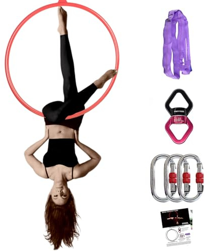PRIOR FITNESS Aerial Hoop Set, Professional Aerial Lyra Hoop, 85cm/90cm/95cm Stainless Steel Single Point, Circus Fitness Aerial Hoop, Aerial Yoga Hoop for Home, Gym, Clubs (85#32)