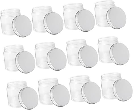 GOOHOCHY Lot de 12 Bocaux Mason 250ml, Pot Confiture 250ml Transparent avec Couvercle Aluminium Argenté, Hermétiques et Réutilisables pour Miel et Thé