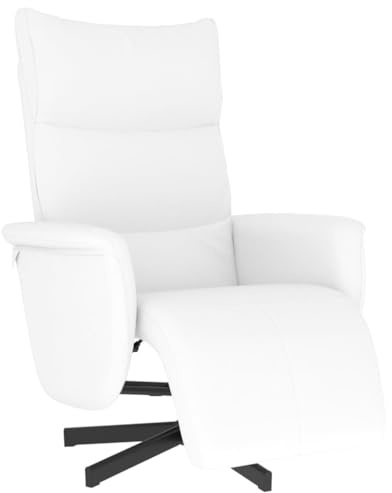 vidaXL Sillón Reclinable, Silla con Reposapiés Reposabrazos, Sillón de Descanso Relax TV, Asiento Tapizado para Salón Hogar, Cuero Sintético Blanco