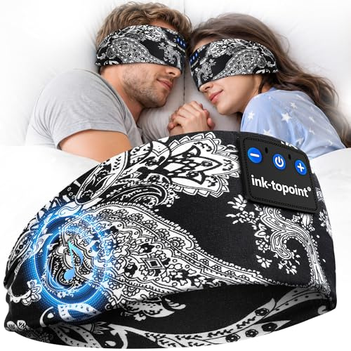 ink-topoint Sleep Headphones, Comfortable Headband Headphones for Side Sleepers with Ultra-Thin Speakers, 16Hrs Playtime Wireless Sports Headband with Bluetooth 5.4 for Sleeping, Sport, Travel, Nap