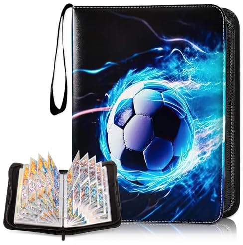 Classeur de Cartes de Football,Album Photo de Cartes à Collectionner de Football 50 Pages capacité 400 Cartes, Album De Football de Cartes de Jeu Scrapbook PU étanche Portable Album Cartes (B)