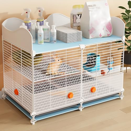 2-stöckiger Kleiner Kaninchenkäfig, Hasenstall für den Innenbereich, Upgrade des Oberen Stauraums, Verschlüsselungsabstand (Size : 72x38x52cm)