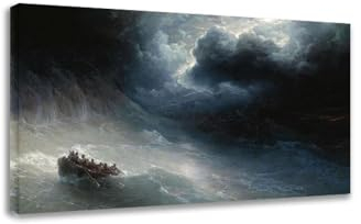 TNGHHSGA „Das stürmische Meer“ von Ivan Aivazovsky Berühmte Gemälde Druck auf Leinwand Reproduktionen von Ölgemälden Meereslandschaft Wandkunst Wohnzimmer, 20 x 32 cm gerahmt