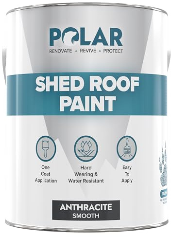 Polar Shed Roof Paint - Anthracite 5 litres | Instant Waterproofing Protection for Felt, Shed & Garage Roofs | Smooth & Decorative Finish | Durable Shed Paint for Exterior Use | Instant Waterproofing for Felt, Shed & Garage Roofs | Smooth & Decorative Finish | Durable Shed Paint for Exterior Use
