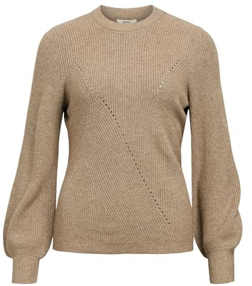Objekt OBJDITTE RE L/S stickad tröja NOOS, Öken taupe/detalj: melerad, M