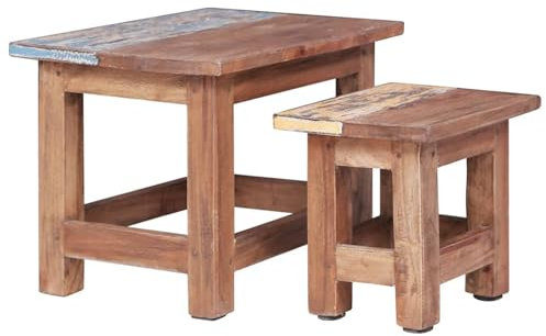 qohoio Satztische 2 STK. Couchtisch Beistelltisch Satztische FüRs Wohnzimmer Satztisch Couchtisch Altholz Massiv