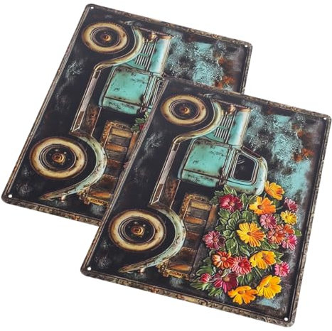 Amosfun 2 Stück Retro-schilder-wanddekoration Wandkunst- Aus Eisenmetall Wandbehang Im Vintage-stil Für Die Inneneinrichtung