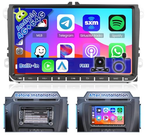 Ohradio 4G+64G Autoradio 2 DIN Android 15 für VW Golf 9 Zoll CarPlay GPS | Auch für VW Tiguan, Caddy, Polo, Touran. Wireless CarPlay, Android Auto, DSP, WiFi, Rückfahrkamera, MIC.