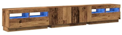 vidaXL Meuble TV avec lumières LED Vieux Bois Bois d'ingénierie
