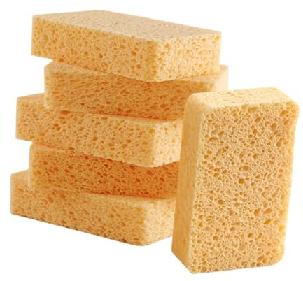 CATIEBYE Yellow Reusable Kitchen Cleaning Sponge 6pcs Thick 2.5cm