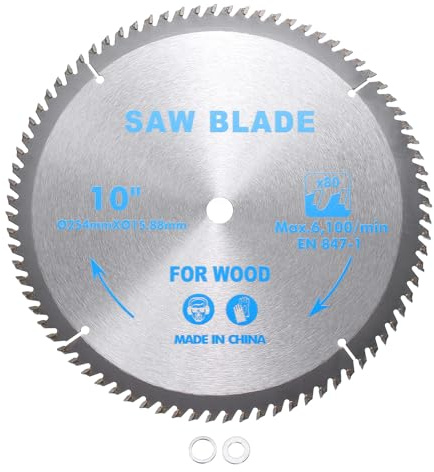 Kozelo Circular Saw Blade - [10 Inch x 80 Teeth x 5/8 Inch Arbor] Tungsten Carbide Tipped Table Miter Saw Blades with 5/8 Inch to 1/2 Inch 3/8 Inch Washer Adapters | Orange