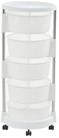 YLFFFZXK Scaffale portaoggetti Girevole a 5 Ripiani, Cestino portafrutta e Verdura con Ruote, ripiano Bianco per: Bagno, Cucina (Colore: Bianco, Dimensioni: Cinque Strati)