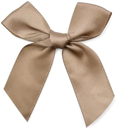 100 Stück Dekoschleife Weihnachten Schleifen Mini Satinband Schleifen Stoff Schleifen Geschenkschleifen Fertigschleife für DIY Handwerk Nähen Hochzeit Geburtstag Party Weihnachten,Khaki,1x4.5cm