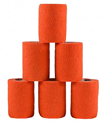 1/3/6 Haftbandagen Größe+Farbe wählbar - selbsthaftende Bandage Fixierverband selbstklebend, Farbe:6 Stück | 7.5 cm | orange