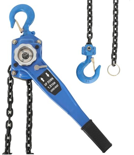 Lfhelper Hebelzug Kettenzug 1500kg Kapazität, Ratschenzug 3m/10ft Hubhöhe | mit 360° Drehung Haken, Flaschenzug Kranzug Kette Hebel, 1,5t Tragfähigkeit