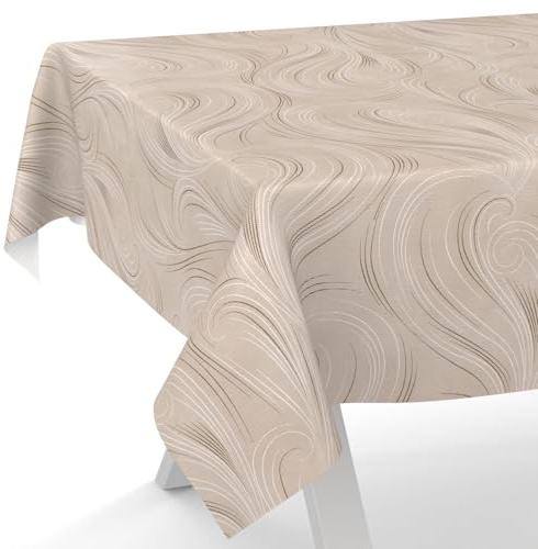ANRO Wachstuchtischdecke Wachstischdecke Wachstuch Tischdecke abwaschbar Gartentischdecke Abstrakt Beige 100x140cm Schnittkante