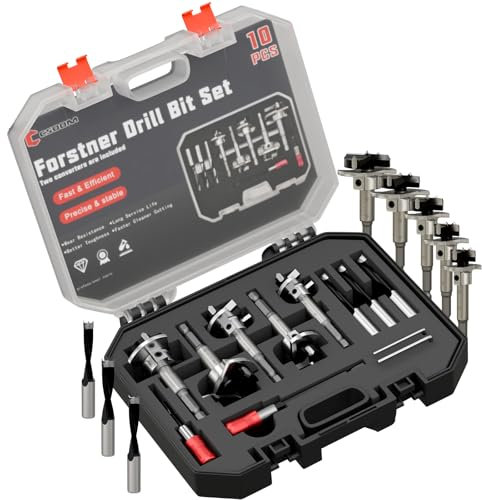 CSOOM 12-teiliges (Ø 6-35mm) Forstner Bohrerset | Holzbearbeitung Bohrer| Mit lasergraviertem Tiefenanschlag & Verlängerung