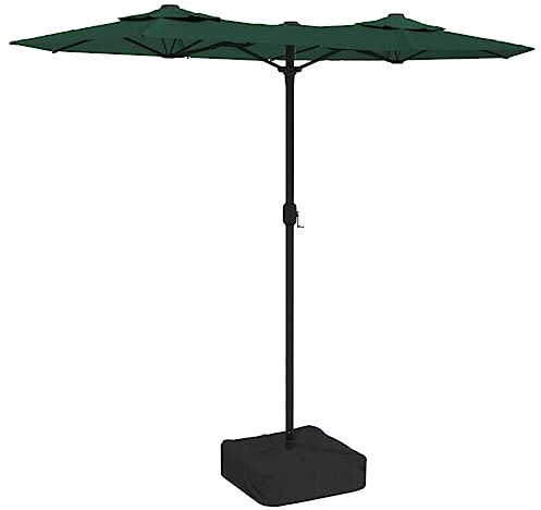 Gecheer Parasol de Jardin à Double tête avec LED vert 316x240 cm, Parasol de Jardin Pare-Soleil Pliable pour Terrasse, Balcon, Plage