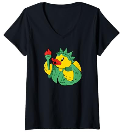 Womens Rubber Duck Statue Of Liberty - Funny V-Neck T-Shirt