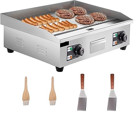 Piastra elettrica, griglia piatta in acciaio inossidabile, griglia Teppanyaki con controllo della temperatura regolabile 122 ° F-572 ° F Facile e comodo da usare