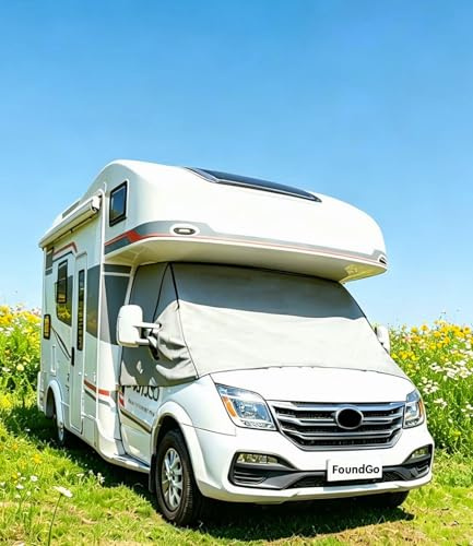FoundGo Scheibenabdeckung Frontscheibenabdeckung PVC Scheibenabdeckung mit Reißverschluss für FIAT Ducato