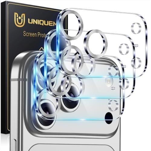 UniqueMe for iPhone 17 Pro Max Camera Lens Protector - 3 Pack Ultra HD Tempered Glass Camera Len Protection Cover [Case Friendly] [Scratch-Resistant] [Night Shooting Mode] Silver Circle