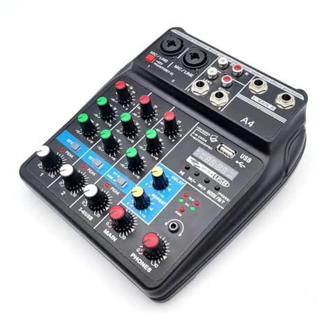 Mesa de Mezclas, Tarjeta de mezcla Digital profesional de 4 canales, micrófono, teléfono móvil, transmisión en vivo, grabación de ordenador, equipo de audio DJ