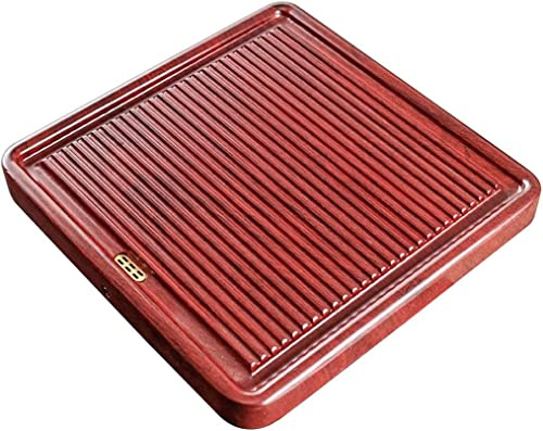 NSTVVEE Plateau Chinois Gongfu, Plateau de Service à thé Traditionnel Chinois, Plateau de Service à thé Japonais (Rouge 38 x 38 x 4 cm)