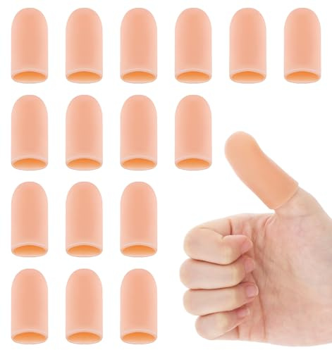 16Pcs Thumb Covers, Silicone Thumb Protector Covers Polyethylene Fiber Finger Cots for Cover Wounds, Reusable Finger Guard Cover Pain Relief for Wounds Cracking Comfortable Fit & Easy to Use