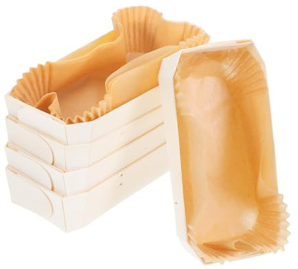 iplusmile Moule à Pain en Bois Pratique, Lot de 5 Set, Papier Beige | Moule en Bois pour Four, Papier Cuisson Réutilisable, Chauffe Uniforme et Nettoyage Facile