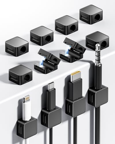 Magnetic Cable Clips, 12-Pack Cord Holder for Wall Desk Tidy Organizers