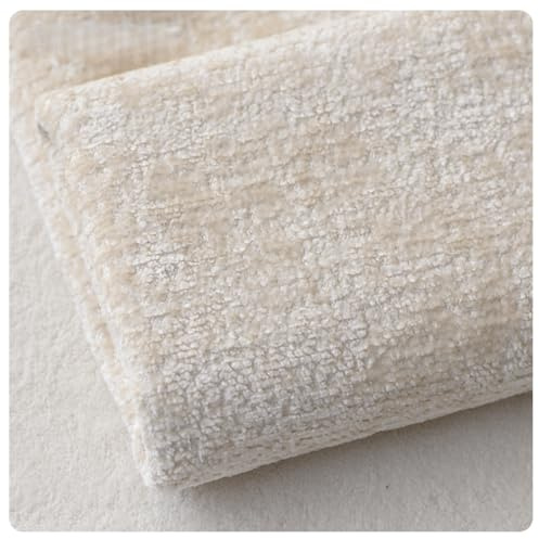 AMateschitz Chenille-klädseltyg möbeltyg metervara enfärgad klädsel tyger för sömnad fleece tyger quiltning material bouclé tyg hantverk symaterial för soffor örngott beige 100 x 145 cm