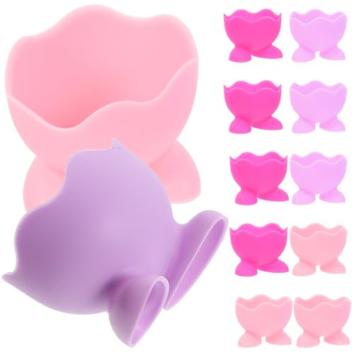 CIYODO 12 pièces Coquetiers Silicone avec Support Œufs Durs Résistant et Facile à Nettoyer Accessoire Cuisine pour Cuisson Œufs Couleurs Aléatoires Couleur Aléatoire Couleur Aléatoire
