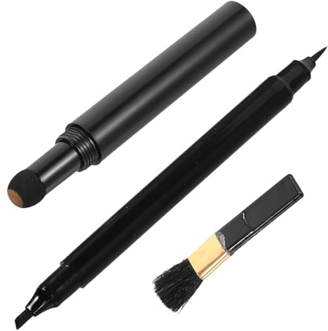 Hemobllo Outil de Soin Barbe pour Remplir la Barbe et Nettoyage Facile Kit de Crayons Marron avec Brosse, Application Confortable pour Hommes Barbus