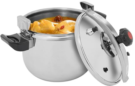 BAOCHADA Olla a presión profesional, 7-40 L, acero inoxidable, con funciones de protección para familias numerosas, ideal para guisar, cocinar y cocinar, apto para lavavajillas, resistente al calor