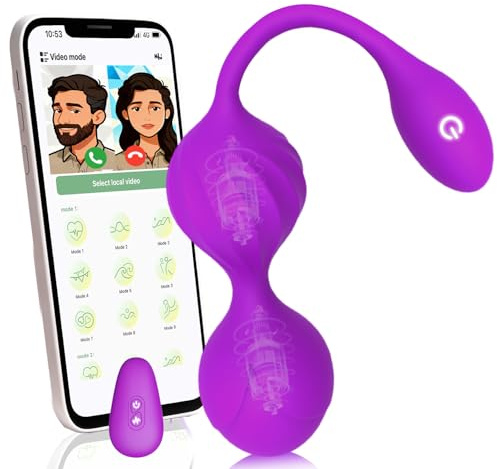 Vibradorador Mujer Juguetes Eróticos para Pareja Sexuales Vibrador Mando Distancia 9 Modos Vibradores Consoladores.. para Mujer con Vibración Vibradorador Clítoris Control Remoto APP Bolas Chinas(Uva)