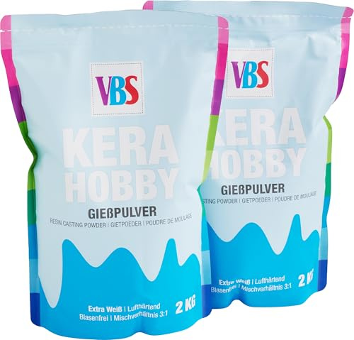 VBS Gießpulver KeraHobby Weiß 1-10kg Gießmasse Modellieren Modelliermasse Formen Skulpturen Hobby Kunstprojekte 4 kg