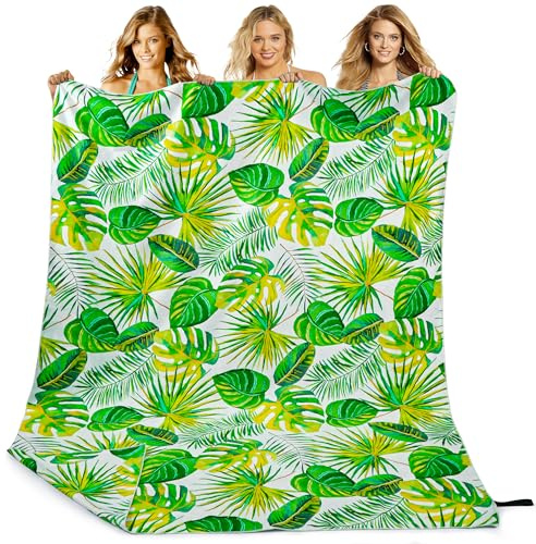 Hexify Serviette de Plage XXL 200x145 cm, Grande Serviette en Microfibre à SéChage Rapide, Serviette De Bain sans Sable, Couverture De Plage pour Femmes (Vert)