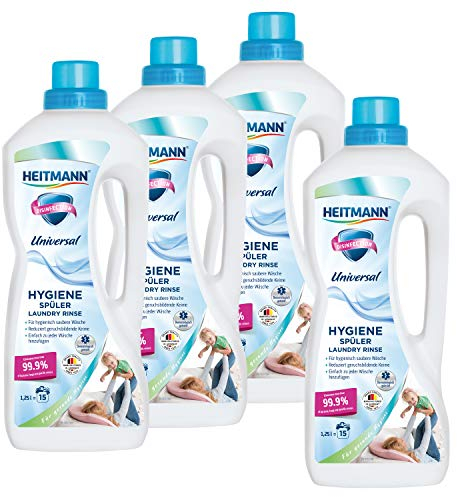 Heitmann Hygiene-Spüler Universal: Wäsche-Desinfektion – Desinfektionsspüler gegen Bakterien, Pilze, Viren - 4 x 1,25L im praktischen Vorteilspack