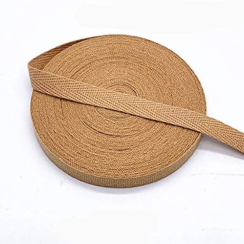 Egurs Nastro obliquo colorato in cotone, 45 m x 10 mm, morbido tessuto twill di cotone, per cucire, marrone