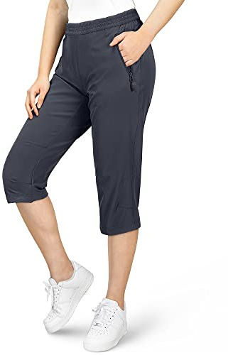 33,000ft Damen 3/4 Hose Capri Wanderhose Leichte Casual Radhose Golf Hose | Atmungsaktiv Caprihose, Frauen Dreiviertel Hose, Stretch Outdoorhose mit Mehrfach-Taschen zum Sommer, Trekking, Laufen