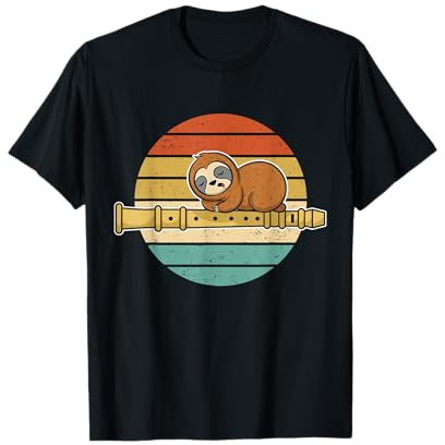 Flötenspieler Flötist Flöte Spruch I Faultier Mit Flöte T-Shirt