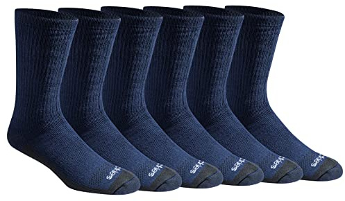 Dickies Men's Dri-Tech Moisture Control Max Full Cushion Crew Socks, Available in M-XL (6, 12 Pairs), Navy Marl (6 Pairs), Large